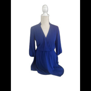 Women’s Royal Blue Lush Mini Dress Size XS Sheer Top Lined Bottom